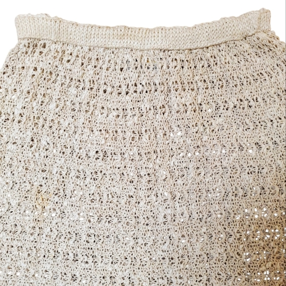 Vintage Pallas Crochet Midi Skirt. Handloomed Irish Linen. MED - Picture 2 of 6